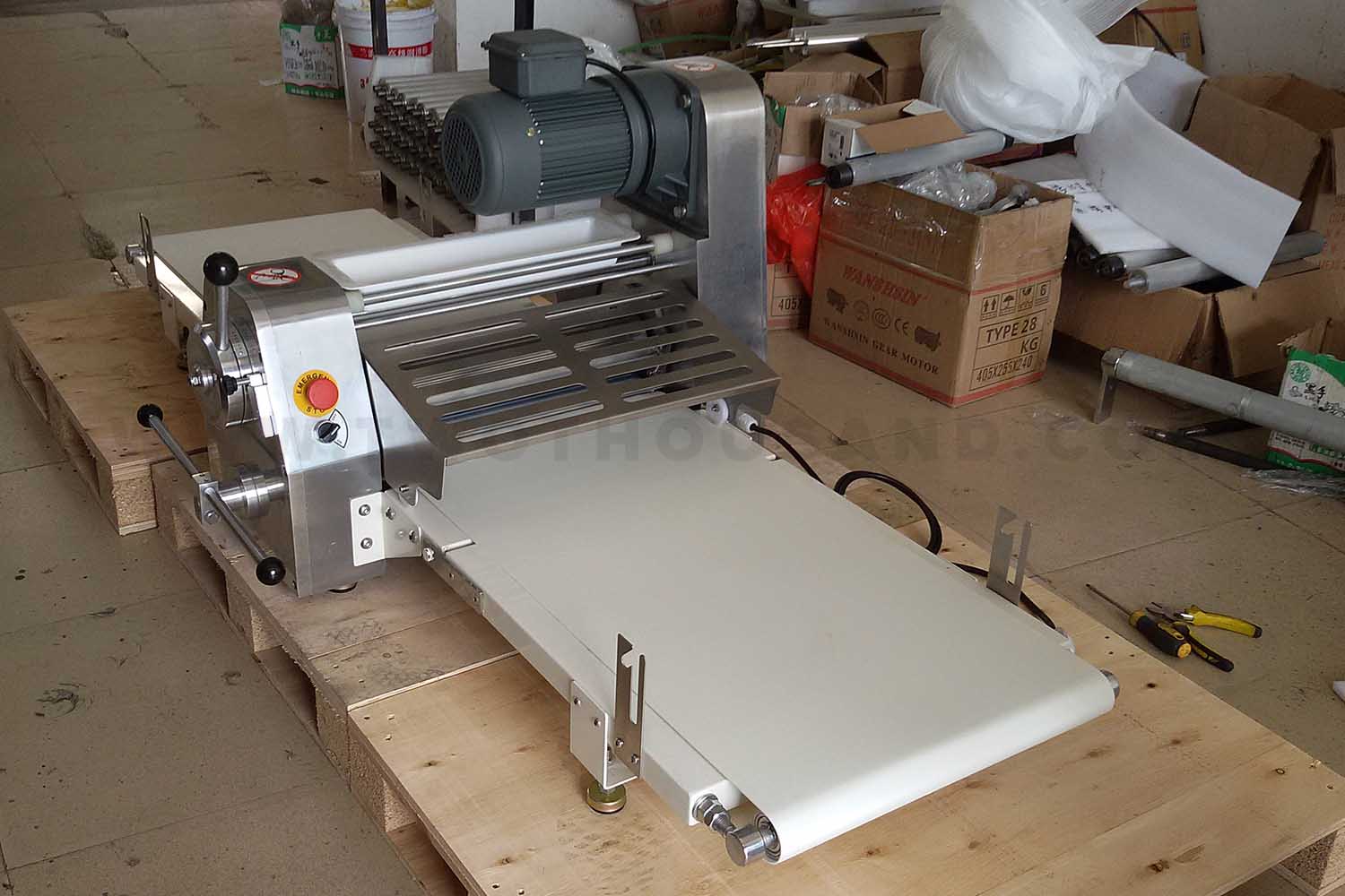 the front view of the dough sheeter