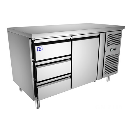 Undercounter Refrigerator Freezer - 1 Door, 3 Drawers, CE, TT-BC283A-4