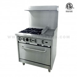 4 Burners ETL Commercial Gas Hot Plate with Oven and Griddle RGR36-G12