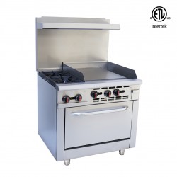 2 Burners ETL Commercial Gas Hot Plate with Oven and Griddle RGR36-G24