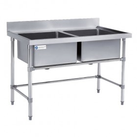 L1500XW600 MM Double Stainless Steel Compartment Commercial Sink TT-BC300B-1
