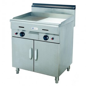 50-300°C LPG Half Flat and Half Grooved Gas Griddle with Cabinet TT-WE188