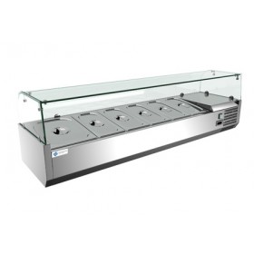 1500MM GN Pan Glass Top Countertop Salad Prep Refrigerator TT-MD333C-1