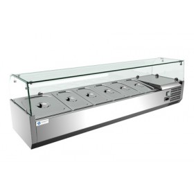 1600MM GN Pan Glass Top Countertop Salad Prep Refrigerator TT-MD333D-1