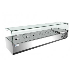 2000MM GN Pan Glass Top Countertop Salad Prep Refrigerator TT-MD333F-1
