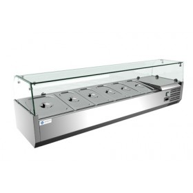 2000L X 430H MM Glass Top Countertop Salad Prep Refrigerator TT-MD333F