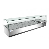2000MM GN Pan Glass Top Countertop Salad Prep Refrigerator TT-MD333F-1