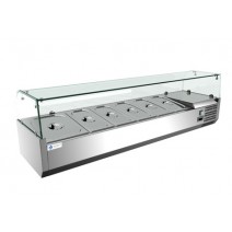 1600L X 430H MM Glass Top Countertop Salad Prep Refrigerator TT-MD333D