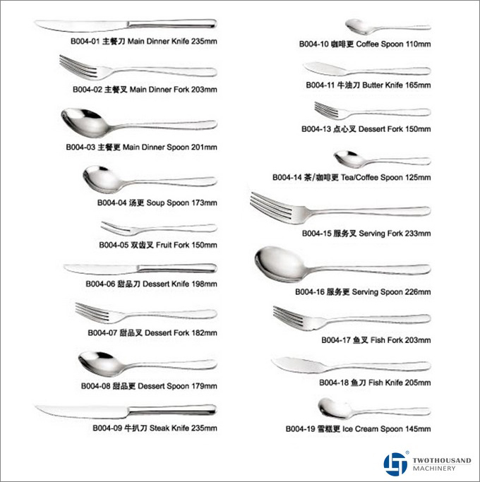 Stainless Steel Cutlery - Knife, Fork, Spoon, B004_parameter