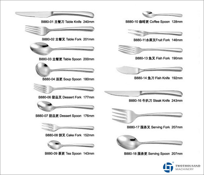 Stainless Steel Cutlery - Knife, Fork, Spoon, B880_parameter